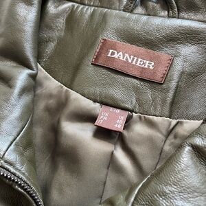 Danier Olive Leather Zip Jacket